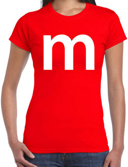 Bellatio Decorations Letter M verkleed - carnaval t-shirt - rood - voor dames - M en M serie XS