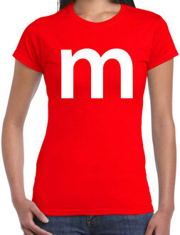 Bellatio Decorations Letter M verkleed/ carnaval t-shirt rood voor dames