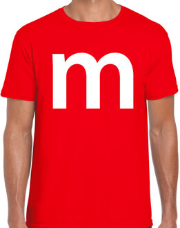 Bellatio Decorations Letter M verkleed/ carnaval t-shirt rood voor heren 2XL