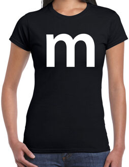 Bellatio Decorations Letter M verkleed - carnaval t-shirt - zwart - voor dames - M en M serie XL