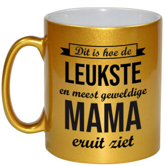 Bellatio Decorations Leukste en meest geweldige mama cadeau mok / beker goudglanzend 330 ml - feest mokken Goudkleurig