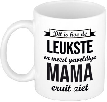 Bellatio Decorations Leukste en meest geweldige mama cadeau mok / beker wit 300 ml - feest mokken