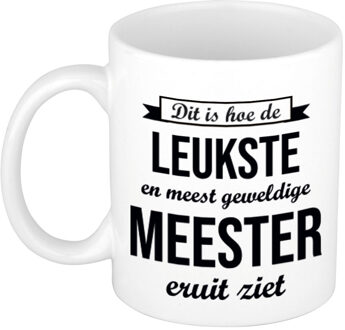 Bellatio Decorations Leukste en meest geweldige meester cadeau mok / beker wit 300 ml - feest mokken