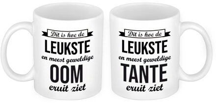 Bellatio Decorations Leukste en meest geweldige oom en tante mok - Cadeau beker set voor Oom en Tante
