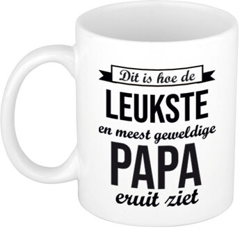 Bellatio Decorations Leukste en meest geweldige papa cadeau mok / beker wit 300 ml - feest mokken