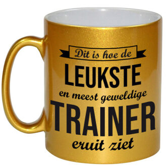 Bellatio Decorations Leukste en meest geweldige trainer cadeau mok / beker goudglanzend 330 ml - feest mokken Goudkleurig