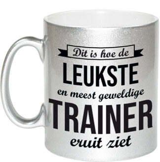 Bellatio Decorations Leukste en meest geweldige trainer cadeau mok / beker zilverglanzend 330 ml - feest mokken Zilverkleurig