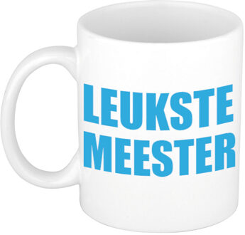 Bellatio Decorations Leukste meester cadeau koffiemok / theebeker blauwe blokletters 300 ml - feest mokken Wit