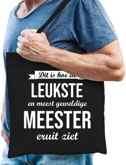 Bellatio Decorations Leukste meester kado tas voor verjaardag van een leraar zwart heren - Feest Boodschappentassen