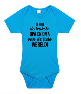 Bellatio Decorations Leukste opa en oma kraamcadeau rompertje blauw jongens 56 (1-2 maanden)