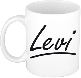 Bellatio Decorations Levi voornaam kado beker / mok sierlijke letters - gepersonaliseerde mok met naam - Naam mokken Multikleur