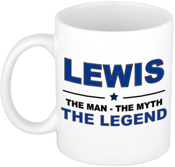 Bellatio Decorations Lewis The man, The myth the legend collega kado mokken/bekers 300 ml Donkerblauw