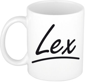 Bellatio Decorations Lex Naam koffiemok - beker - met sierlijke letters - wit - 300 ml - Cadeau - Heren