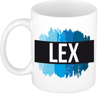 Bellatio Decorations Lex naam / voornaam kado beker / mok verfstrepen - Gepersonaliseerde mok met naam - Naam mokken Multikleur