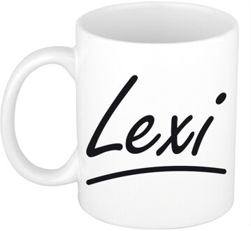 Bellatio Decorations Lexi voornaam kado beker / mok sierlijke letters - gepersonaliseerde mok met naam - Naam mokken Multikleur