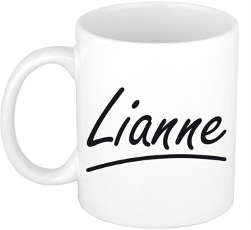 Bellatio Decorations Lianne voornaam kado beker / mok sierlijke letters - gepersonaliseerde mok met naam - Naam mokken Multikleur