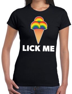 Bellatio Decorations Lick me gay pride t-shirt zwart voor dames 2XL