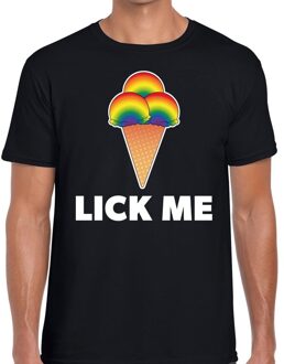 Bellatio Decorations Lick me gay pride t-shirt zwart voor heren 2XL