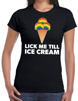 Bellatio Decorations Lick me till ice cream gay pride t-shirt zwart dames