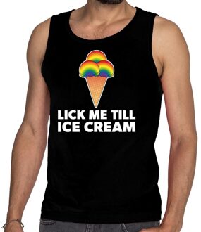Bellatio Decorations Lick me till ice cream gaypride tanktop zwart heren
