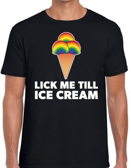 Bellatio Decorations Lick me till ice scream gay pride t-shirt zwart heren 2XL