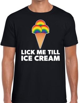 Bellatio Decorations Lick me till ice scream gay pride t-shirt zwart heren