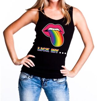 Bellatio Decorations Lick my...mond/tong regenboog gay pride tanktop/mouwloos shirt z L