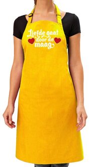 Bellatio Decorations Liefde gaat door de maag keukenschort geel dames / Moederdag