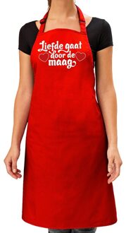 Bellatio Decorations Liefde gaat door de maag keukenschort rood dames / Moederdag