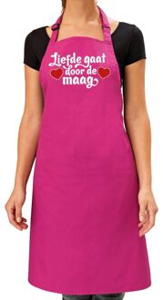 Bellatio Decorations Liefde gaat door de maag keukenschort roze dames / Moederdag