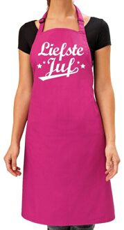 Bellatio Decorations Liefste juf cadeau keuken schort roze dames