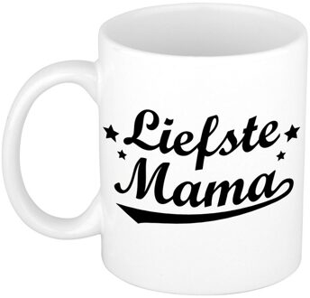 Bellatio Decorations Liefste mama cadeau mok / beker voor Moederdag 300 ml - feest mokken Wit