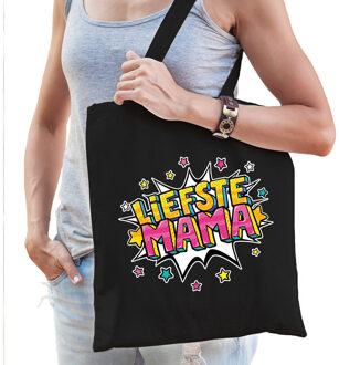 Bellatio Decorations Liefste mama tas zwart voor dames - Feest Boodschappentassen