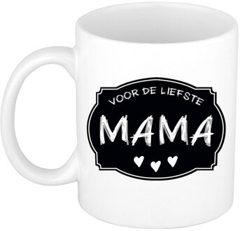 Bellatio Decorations Liefste mama verjaardag cadeau mok - zwart krijtbord - 300 ml - Keramiek - moederdag