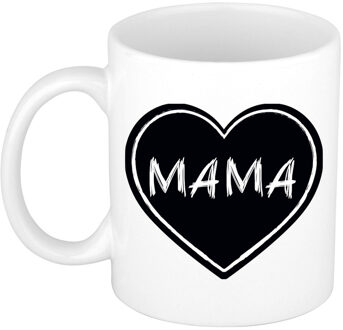 Bellatio Decorations Liefste mama verjaardag cadeau mok - zwart krijtbord hartje - 300 ml - Keramiek - moederdag