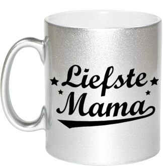 Bellatio Decorations Liefste mama zilveren mok / beker voor Moederdag 330 ml