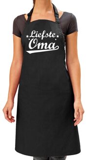 Bellatio Decorations Liefste oma cadeau bbq/keuken schort zwart dames