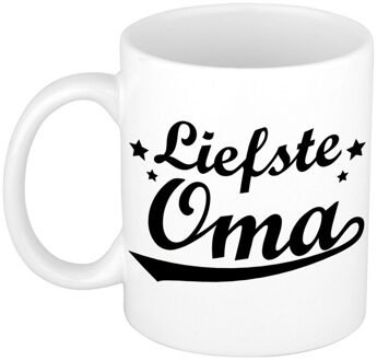 Bellatio Decorations Liefste oma cadeau koffiemok - drink beker - wit - 300 ml - verjaardag - moederdag