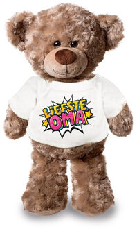 Bellatio Decorations Liefste oma pluche teddybeer knuffel 24 cm met wit t-shirt - Knuffelberen Multikleur