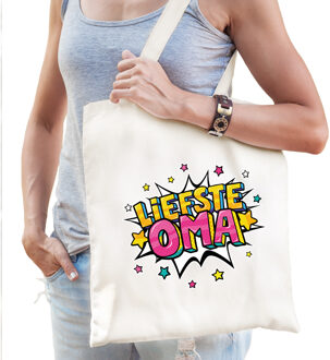 Bellatio Decorations Liefste oma popart katoenen tas wit voor dames