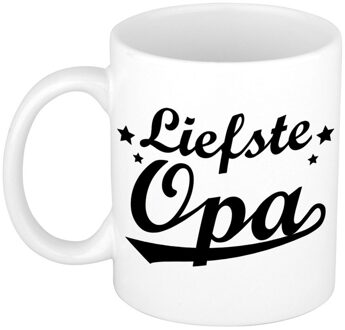 Bellatio Decorations Liefste opa cadeau mok / beker voor 300 ml - feest mokken Wit