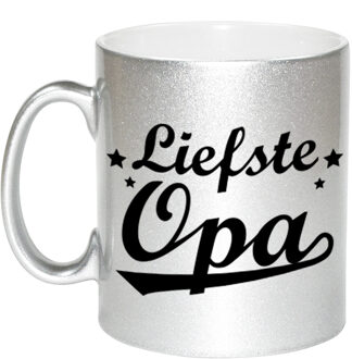 Bellatio Decorations Liefste opa cadeau zilveren mok / beker sterren 330 ml