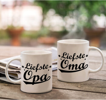 Bellatio Decorations Liefste Opa en Oma mok - Cadeau beker set voor Opa en Oma