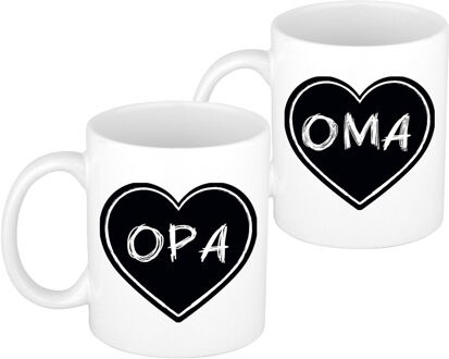 Bellatio Decorations Liefste opa/oma verjaardag cadeau mokken - zwart krijtbord - 300 ml - Keramiek - vaderdag/moederdag