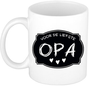 Bellatio Decorations Liefste opa verjaardag cadeau mok - zwart krijtbord - 300 ml - opa/oma dag - feest mokken