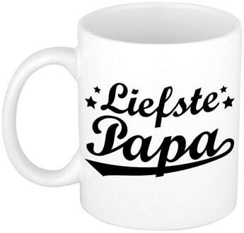 Bellatio Decorations Liefste papa cadeau mok / beker voor Vaderdag 300 ml - feest mokken Wit