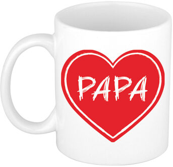 Bellatio Decorations Liefste papa verjaardag cadeau mok - rood hartje - 300 ml - keramiek - Vaderdag