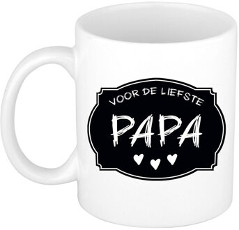 Bellatio Decorations Liefste papa verjaardag cadeau mok - zwart krijtbord - 300 ml - Keramiek - vaderdag