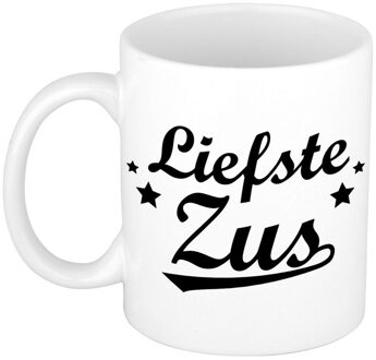 Bellatio Decorations Liefste zus cadeau mok / beker sterren 300 ml Wit