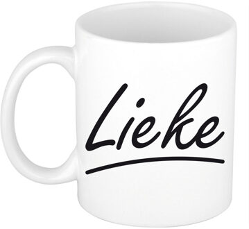 Bellatio Decorations Lieke Naam koffiemok - beker - met sierlijke letters - wit - 300 ml - Cadeau - Dames